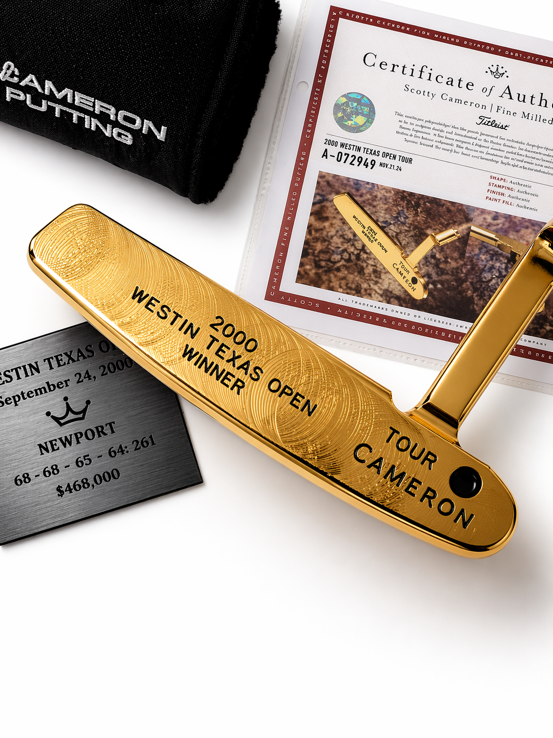 Scotty Cameron Circle T Newport Tour 2000 Westin Texas Open Winner Gold w/COA