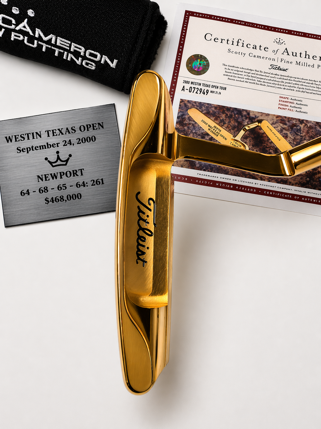 Scotty Cameron Circle T Newport Tour 2000 Westin Texas Open Winner Gold w/COA
